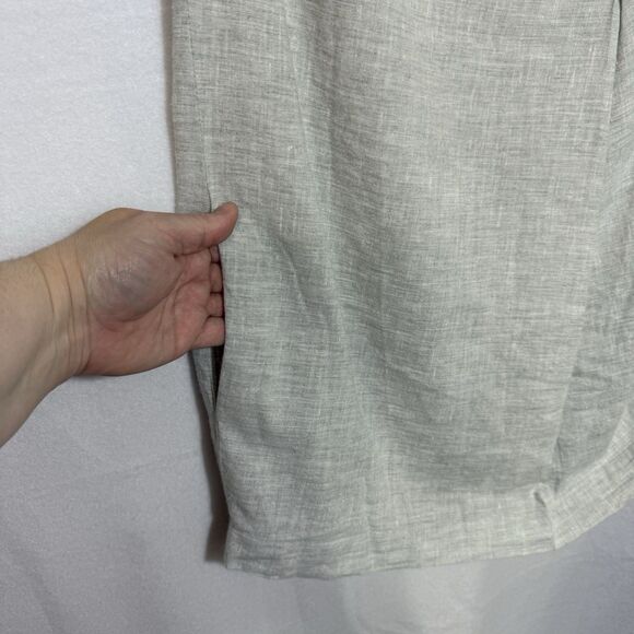 Koch Grey Linen Blend Boho Embroidered Trim Boxy Cap Sleeve Mini Dress Size XS - Picture 7 of 10